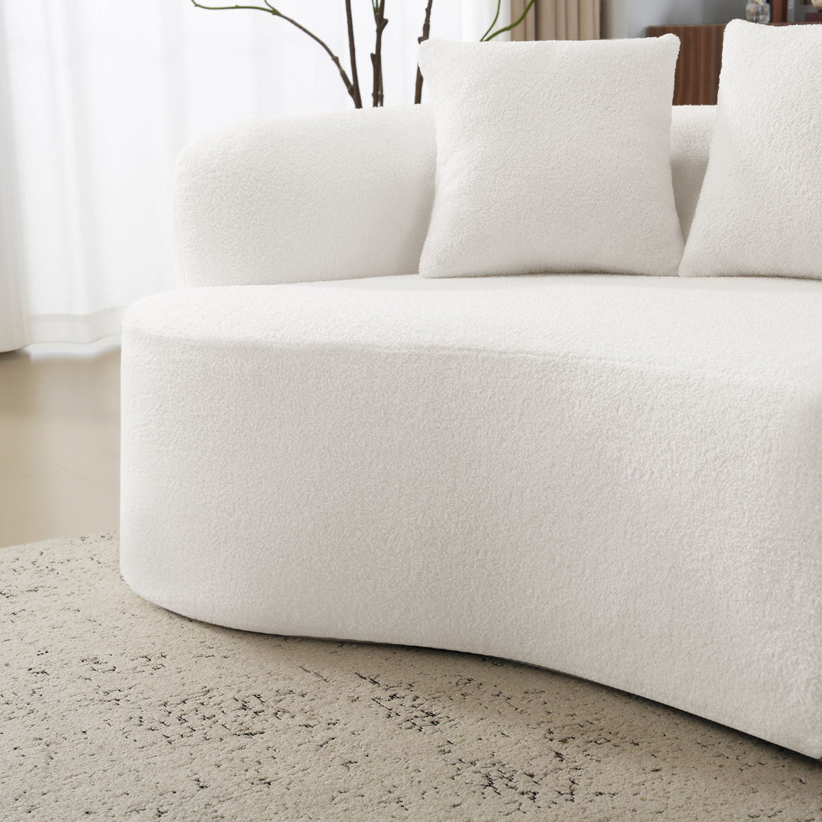 Curved 4 Seater Full Compression Sponge Sofa white boucle stationary sofa HouseOfZazla on Tampa Home & Garden Store