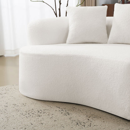 Curved 4 Seater Full Compression Sponge Sofa white boucle stationary sofa HouseOfZazla on Tampa Home & Garden Store