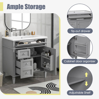 Bathroom Vanity With Top Sink and Storage Cabinet