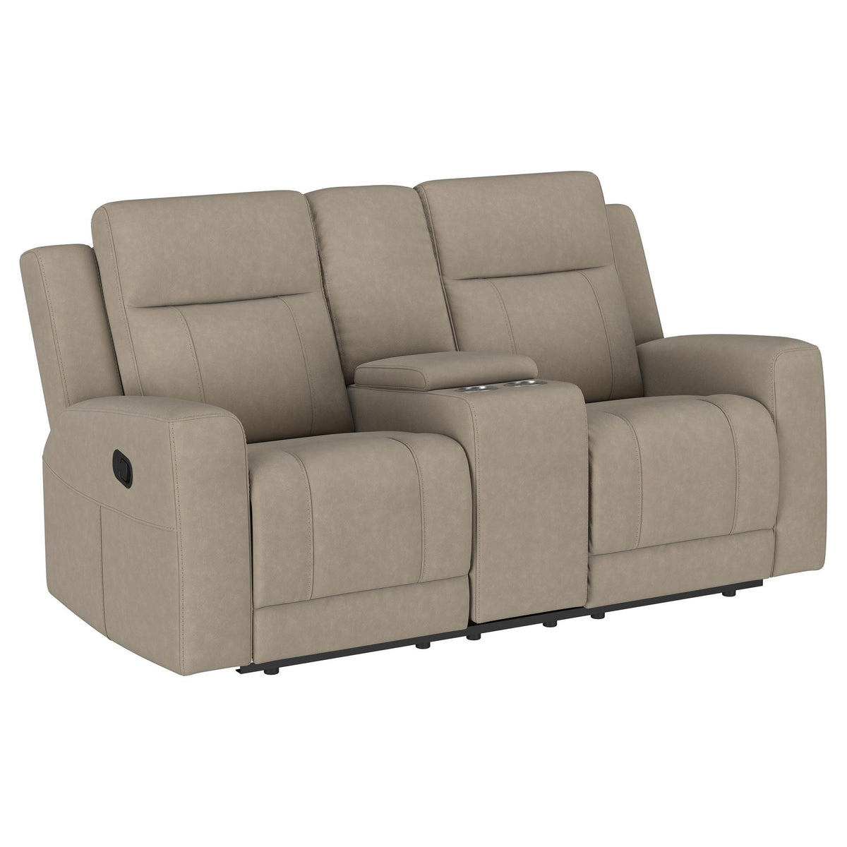 Slater 2-Piece Reclining Sofa Set with recline tan by HouseOfZazla, cupholders on Tampa Home & Garden Store