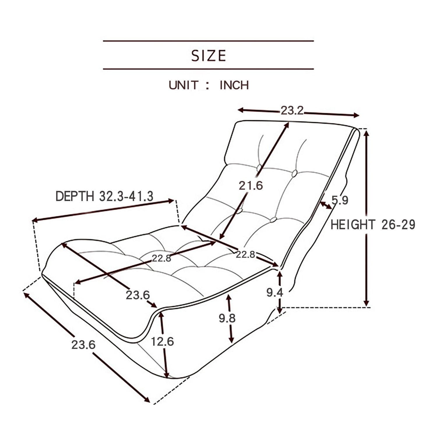 HouseOfZazla reclining chaise lounge with tatami-style cushions and adjustable back on Tampa Home & Garden Store