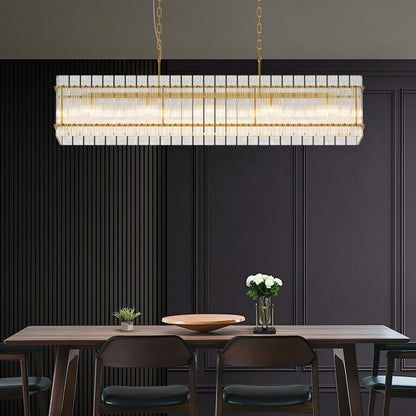 Modern rectangular crystal glass 10-light chandelier HouseOfZazla with gold finish on Tampa Home & Garden Store