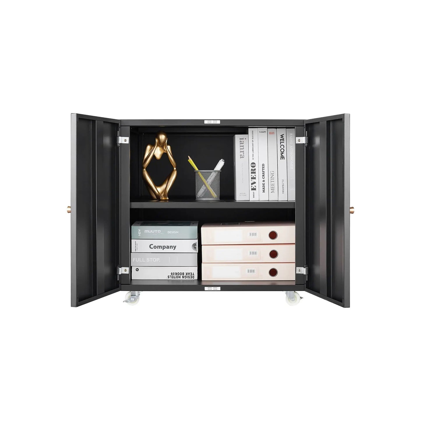 Copier 2-door steel printer stand black on casters with shelves by Unique Piece Furniture on Tampa Home & Garden Store