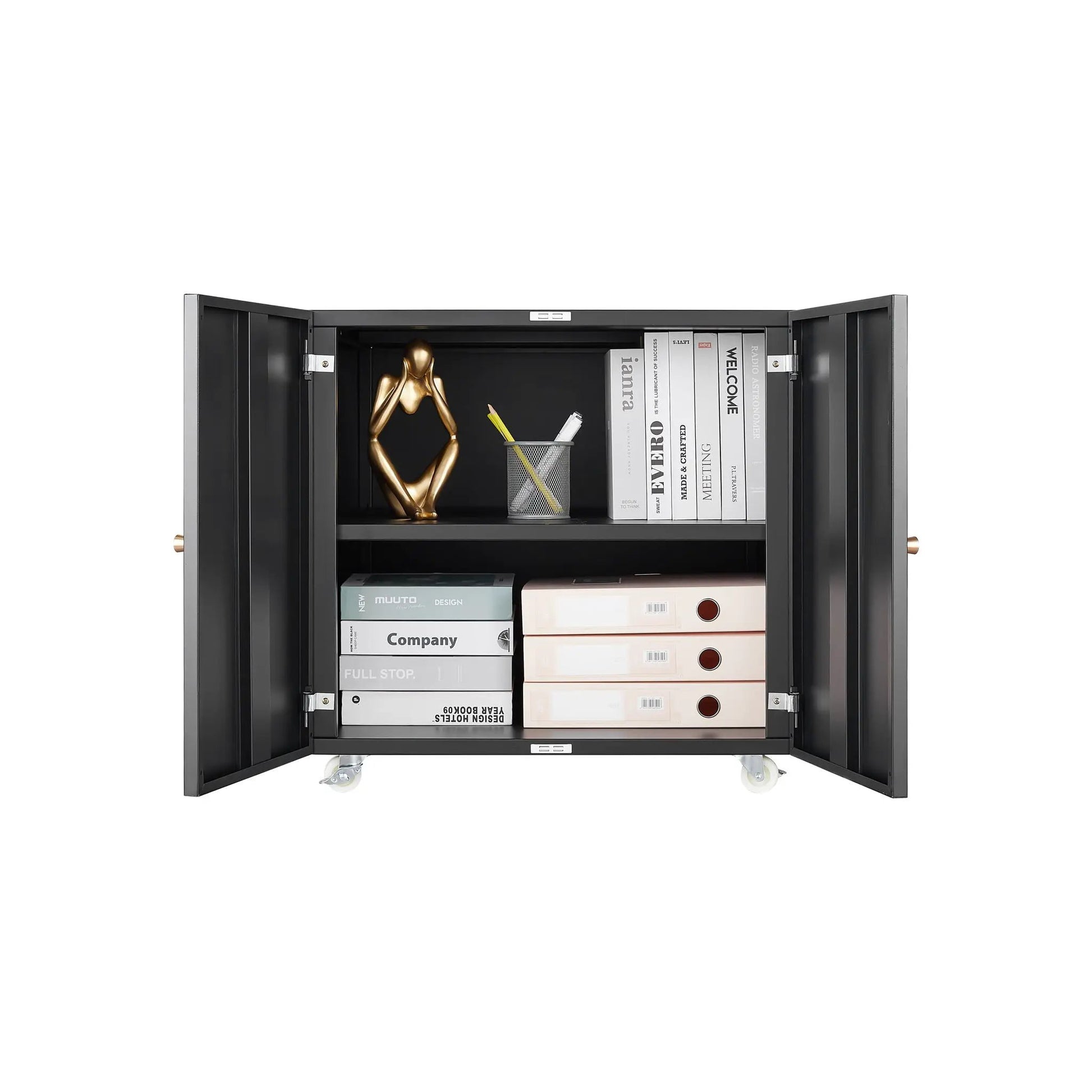 Copier 2-door steel printer stand black on casters with shelves by Unique Piece Furniture on Tampa Home & Garden Store
