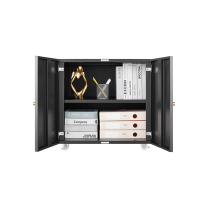 Copier 2-door steel printer stand black on casters with shelves by Unique Piece Furniture on Tampa Home & Garden Store