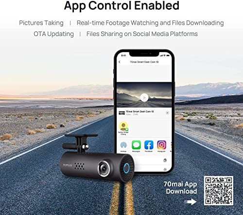 70mai Smart Dash Cam 1S black dash cam with 1080P HD night vision and phone app on Tampa Home & Garden Store
