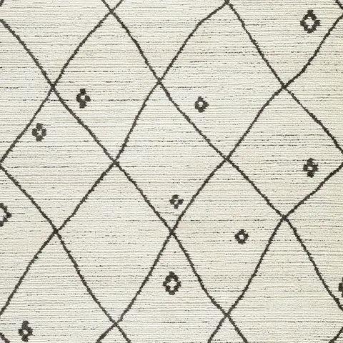 Fenriston rug cream-toned area rug with black diamond lattice Unique Piece Furniture on Tampa Home & Garden Store