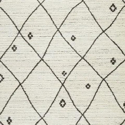 Fenriston rug cream-toned area rug with black diamond lattice Unique Piece Furniture on Tampa Home & Garden Store
