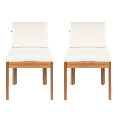 Acacia Wood Outdoor Dining Chairs Set of Two Teak