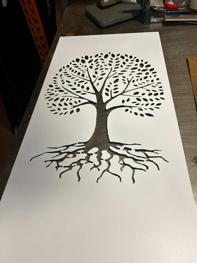Metal Tree of Life wall art in black metal with visible roots by Rustica Ornamentals on Tampa Home & Garden Store