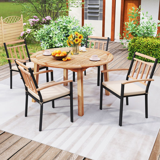 53 Inch Outdoor Acacia Wood Dining Table for 4-6 People - Tampa Home & Garden Store