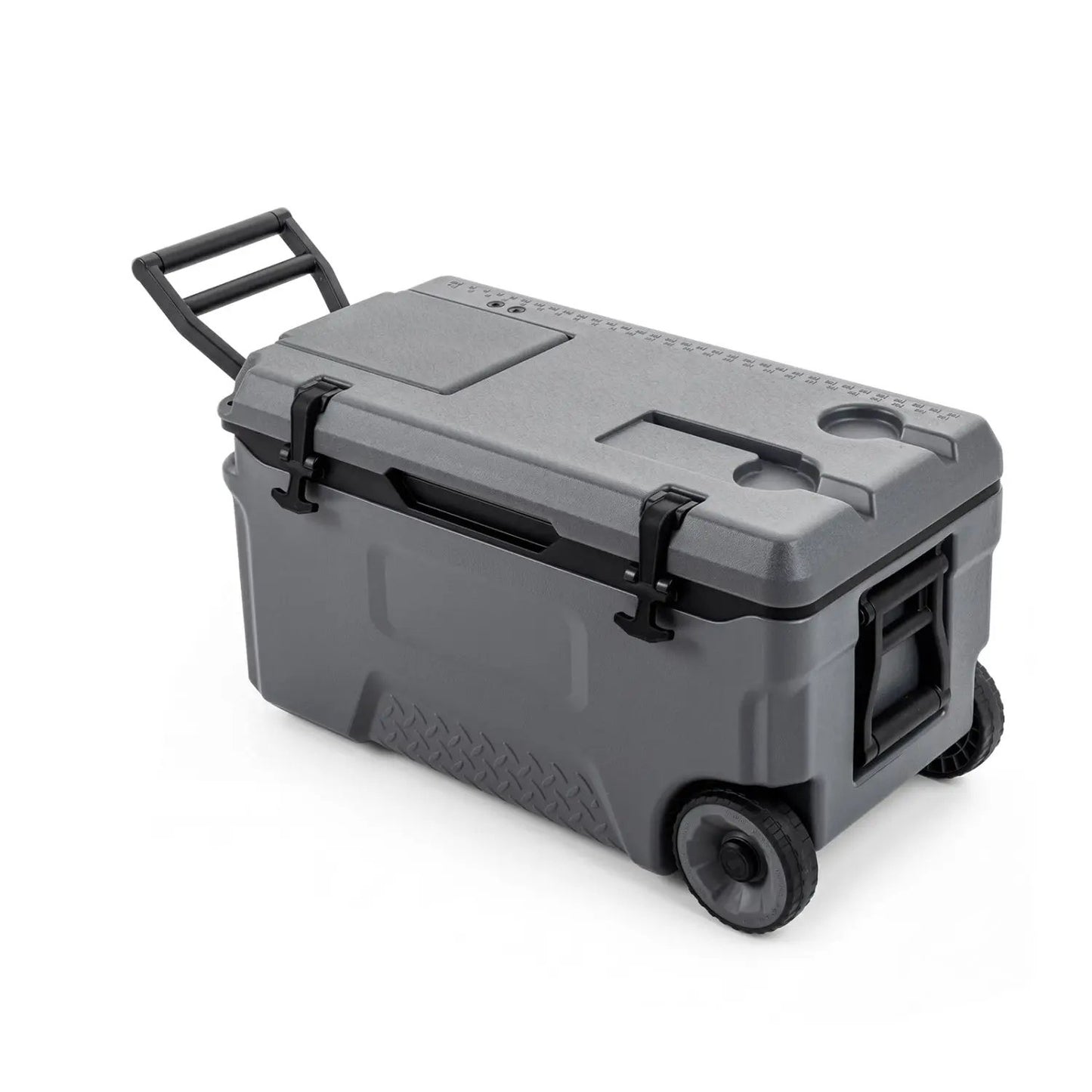 53 Quart Rolling Cooler With Fish Ruler Wheels