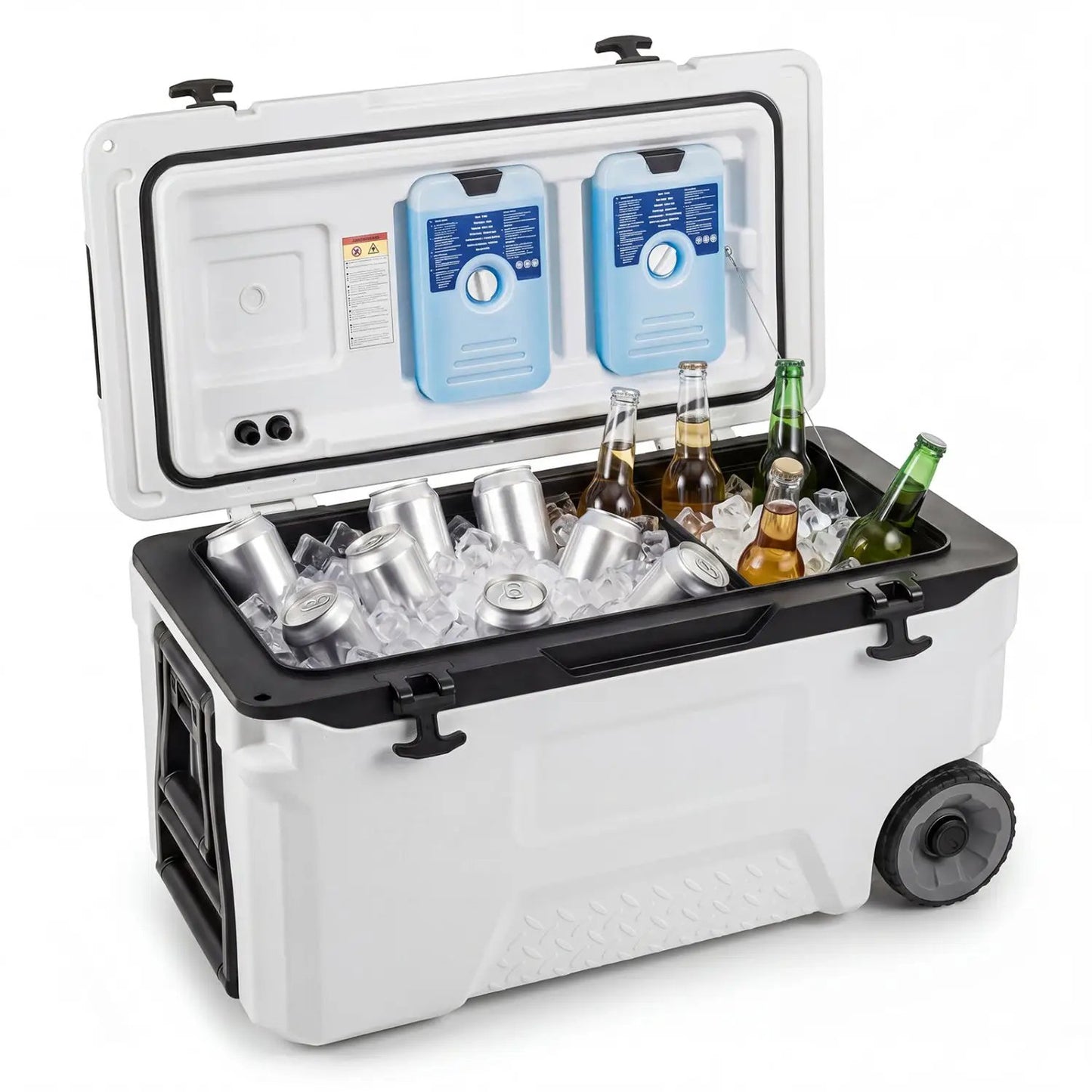 53 Quart Rolling Cooler With Fish Ruler Wheels