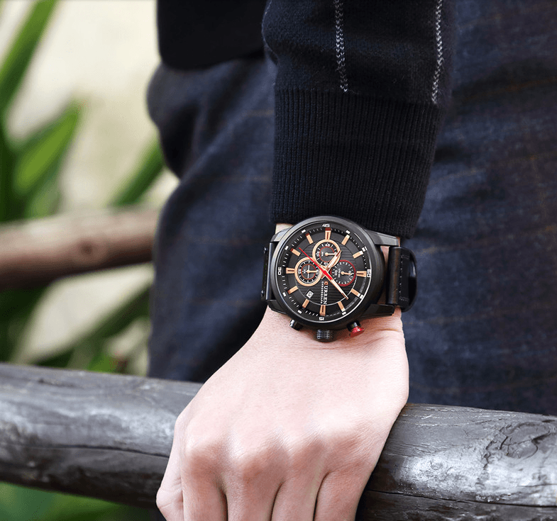 Stevvex ST1N2100MLK men's waterproof chronograph with black leather strap and hardlex glass on Tampa Home & Garden Store