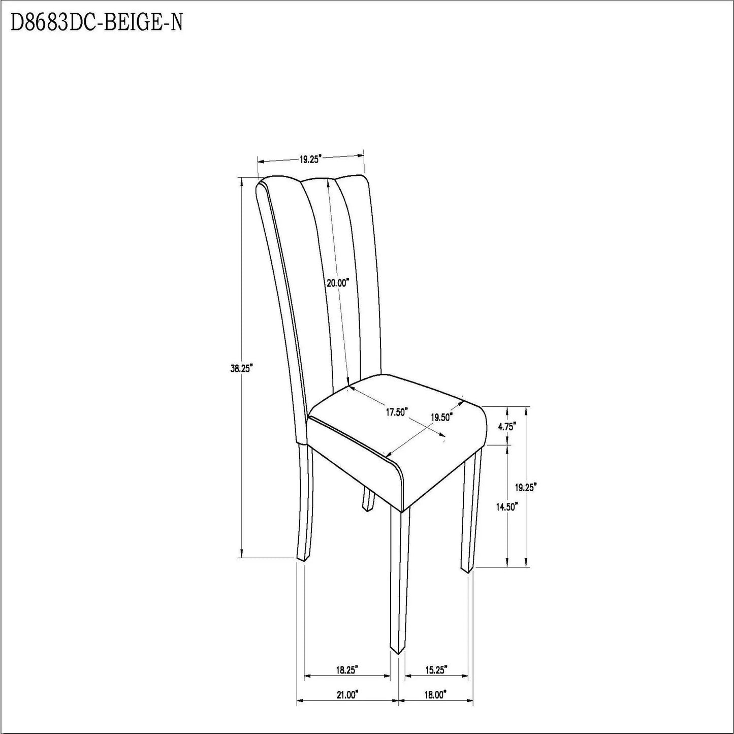 Stone Dining Chair Set of 2 Beige Rubberwood