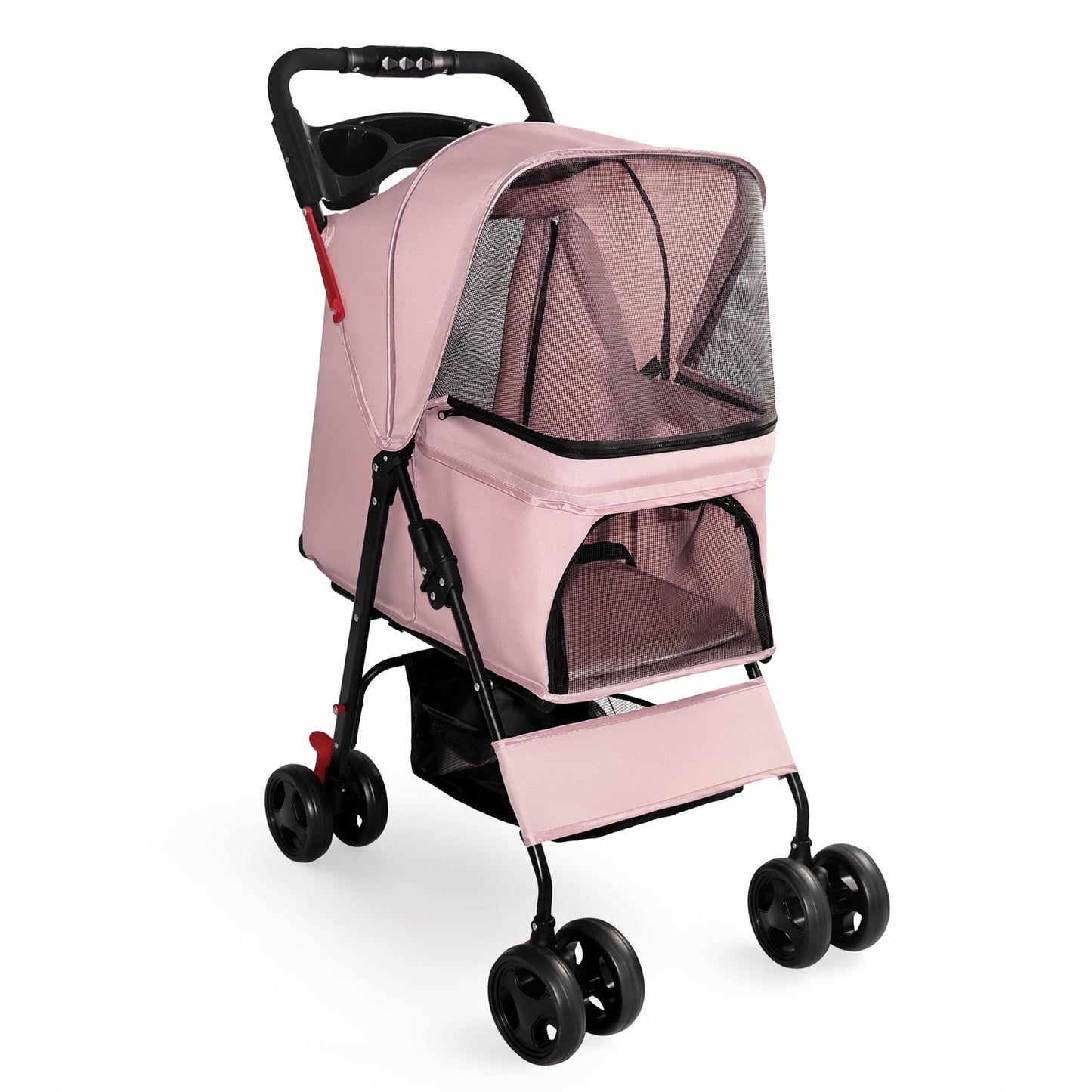 Foldable pet stroller for small dogs and cats under 28 lbs, pink with mesh by HouseOfZazla on Tampa Home & Garden Store