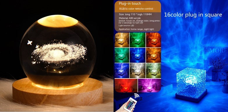 LED water ripple night light globe on wood base RGB 16-color USB powered by Sell My Stuff on Tampa Home & Garden Store
