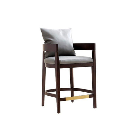 Mid-Century counter stool upholstered gray seat dark wood frame 24–27in HouseOfZazla on Tampa Home & Garden Store