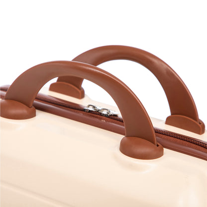 Beige 14'/20' 2-piece ABS spinner luggage set HouseOfZazla handles brown on Tampa Home & Garden Store