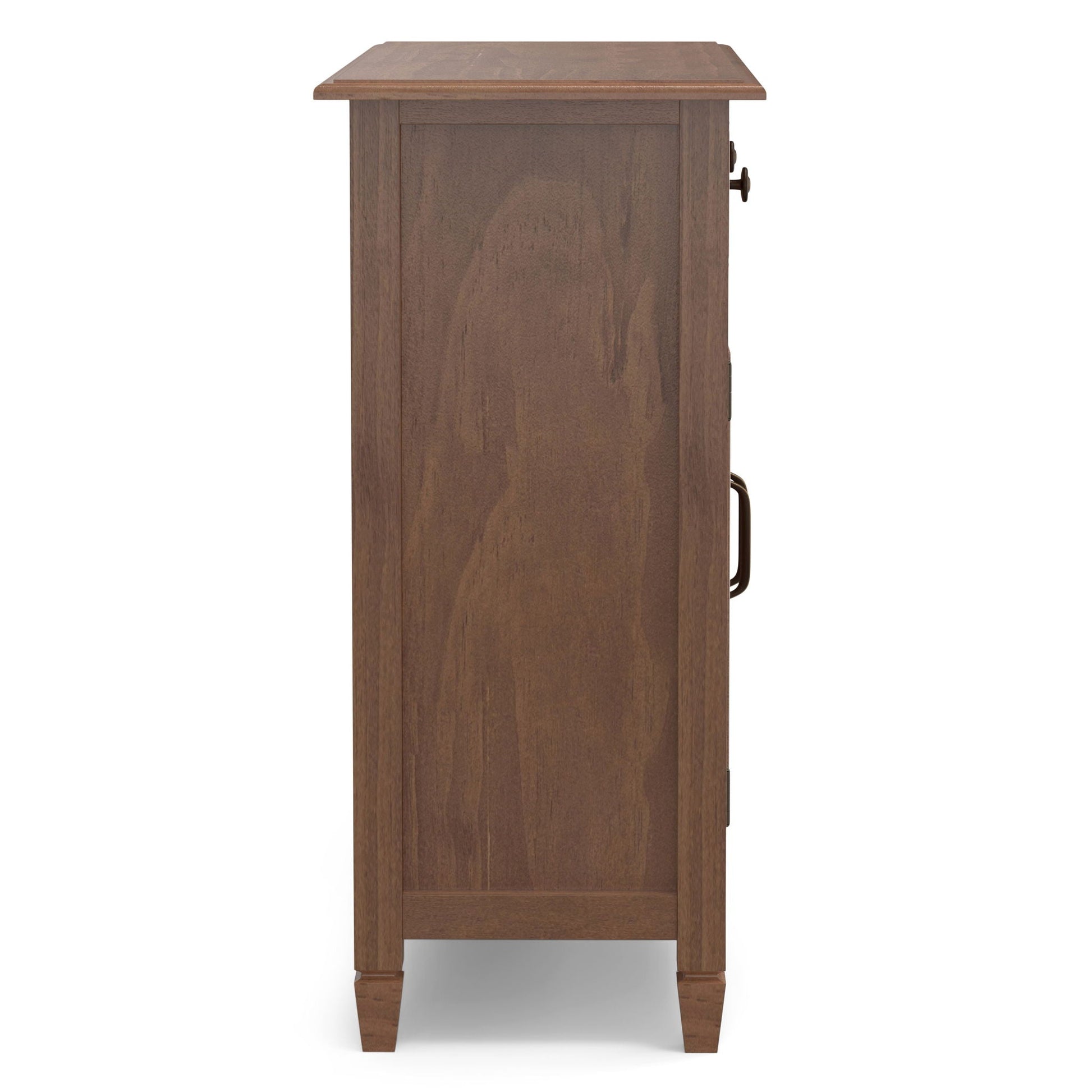 Connaught Entryway Storage Cabinet by HouseOfZazla, brown wood finish cabinet with side handle on Tampa Home & Garden Store