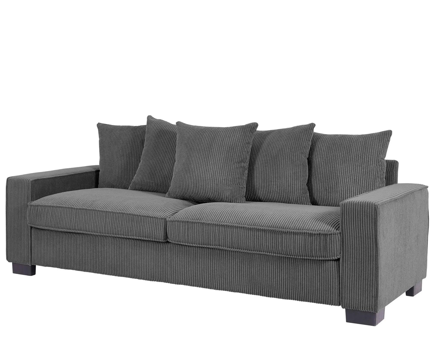 Luxe 3-Seater Sofa gray corduroy with 5 matching toss pillows Unique Piece Furniture on Tampa Home & Garden Store