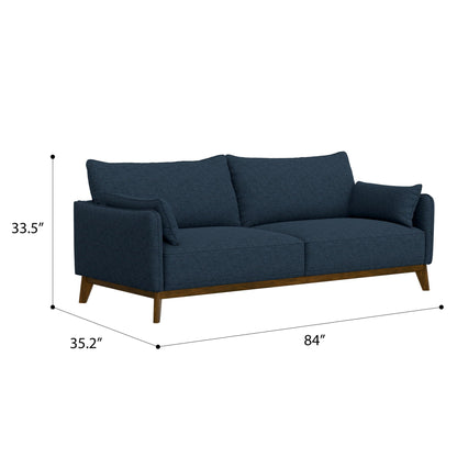 Wide Blue And Supportive Mid Century Sofa