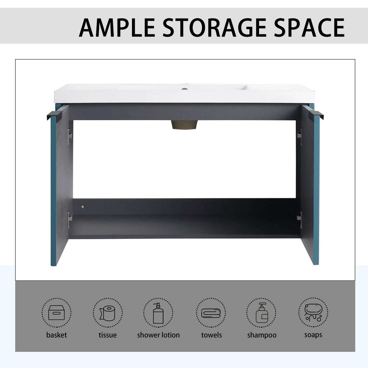Modern Wall Mounted Vanity With Resin Double Sink