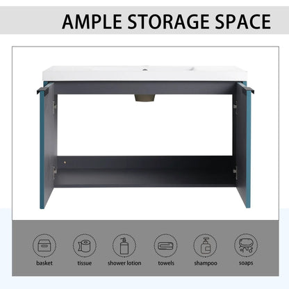 Modern Wall Mounted Vanity With Resin Double Sink