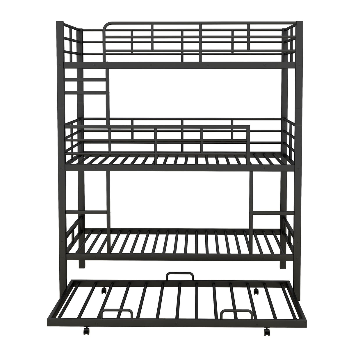 Triple bunk bed with trundle in dark steel, heavy duty construction by HouseOfZazla on Tampa Home & Garden Store