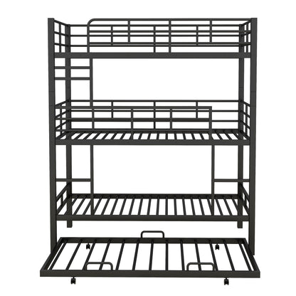 Triple bunk bed with trundle in dark steel, heavy duty construction by HouseOfZazla on Tampa Home & Garden Store
