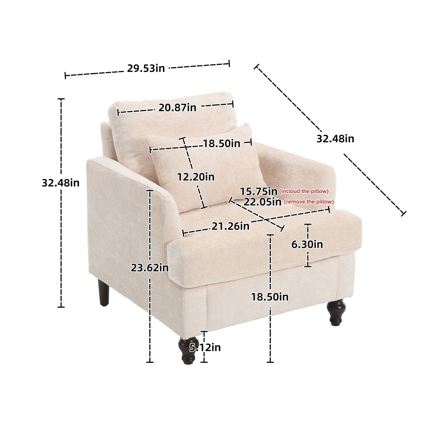 HouseOfZazla mid century wood frame armchair with tufted beige upholstery and dark legs on Tampa Home & Garden Store
