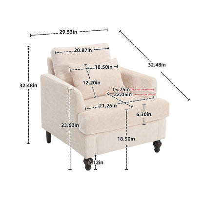 HouseOfZazla mid century wood frame armchair with tufted beige upholstery and dark legs on Tampa Home & Garden Store