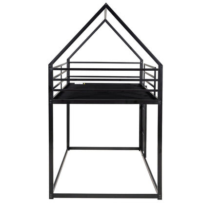 House Bunk Bed With Built In Ladder by HouseOfZazla, black metal bunk frame on Tampa Home & Garden Store