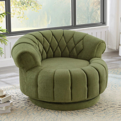 Round olive-green swivel chair with tufted upholstery and rotation by Unique Piece Furniture on Tampa Home & Garden Store