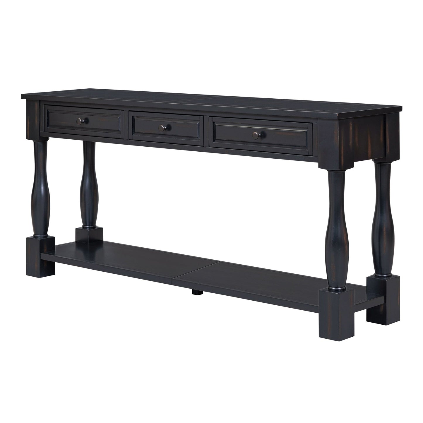 TREXM 63in black console table with 3 drawers and lower shelf, HouseOfZazla on Tampa Home & Garden Store