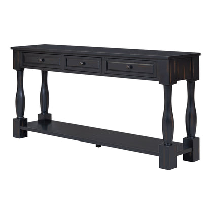 TREXM 63in black console table with 3 drawers and lower shelf, HouseOfZazla on Tampa Home & Garden Store