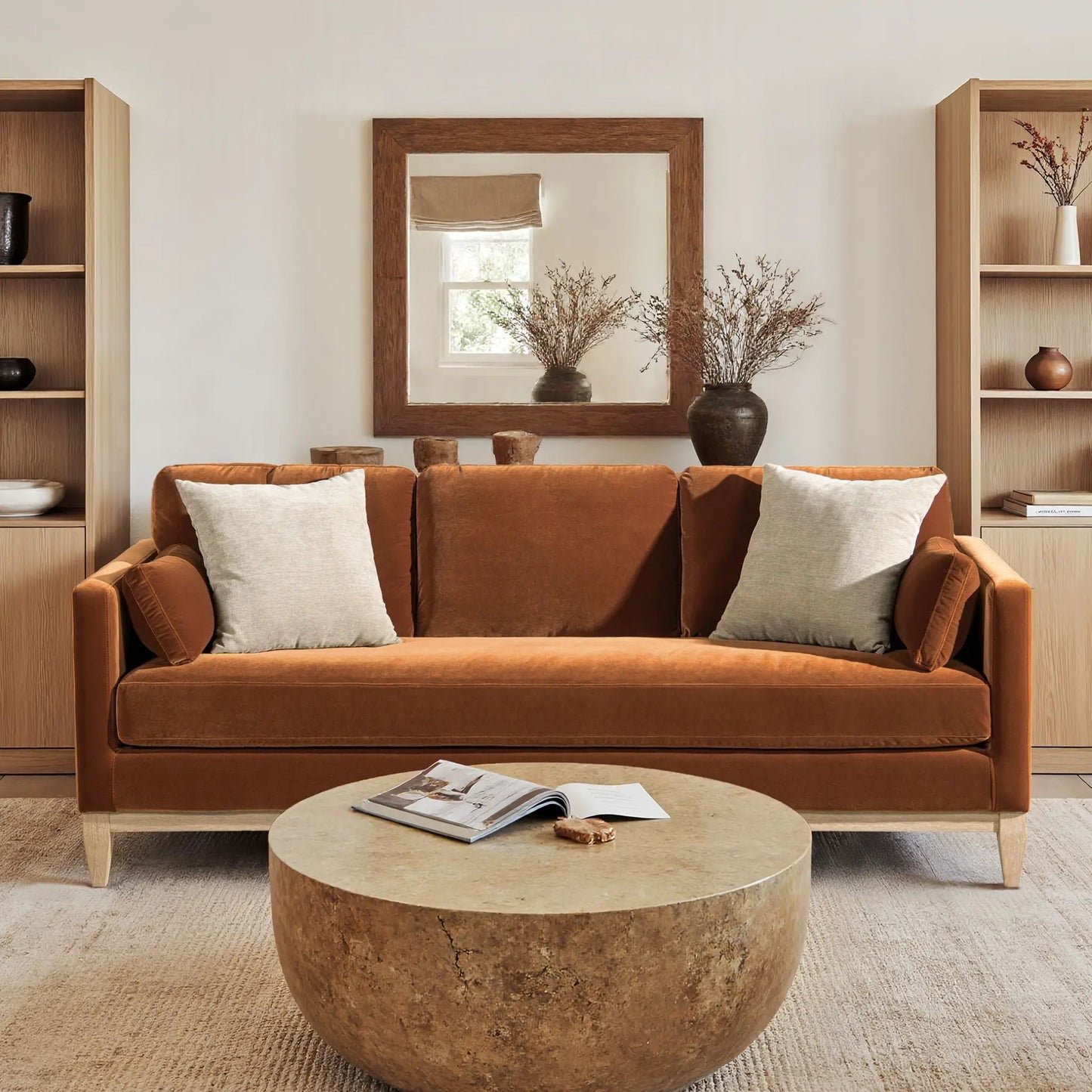 Knox Modern Farmhouse Sofa burnt orange upholstery by Unique Piece Furniture on Tampa Home & Garden Store