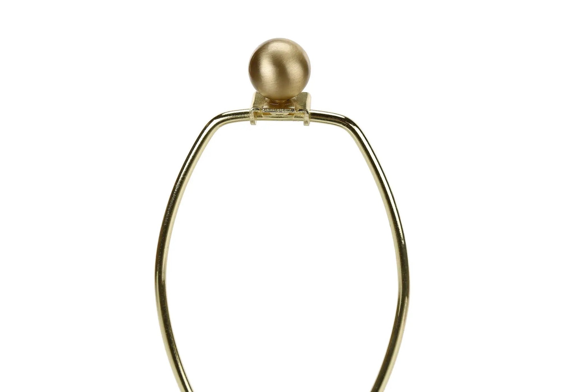 Gold-tone metal table lamp with a rounded ball finial and curved frame on Tampa Home & Garden Store