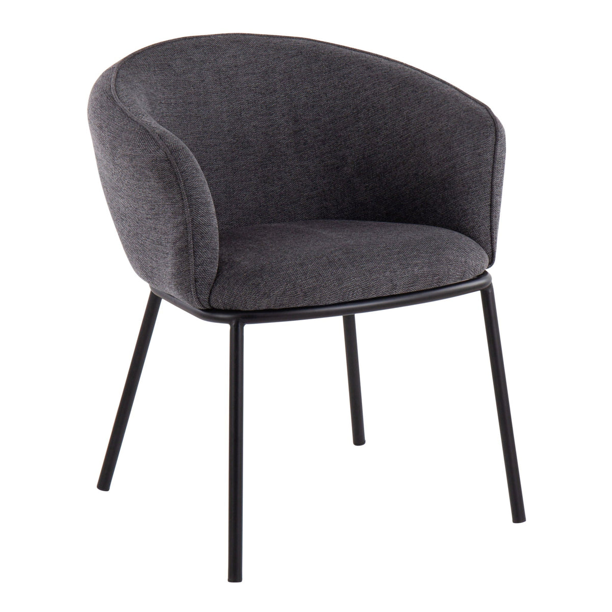 Contemporary side chair with padded charcoal seat and back, slender black metal frame for kids on Tampa Home & Garden Store
