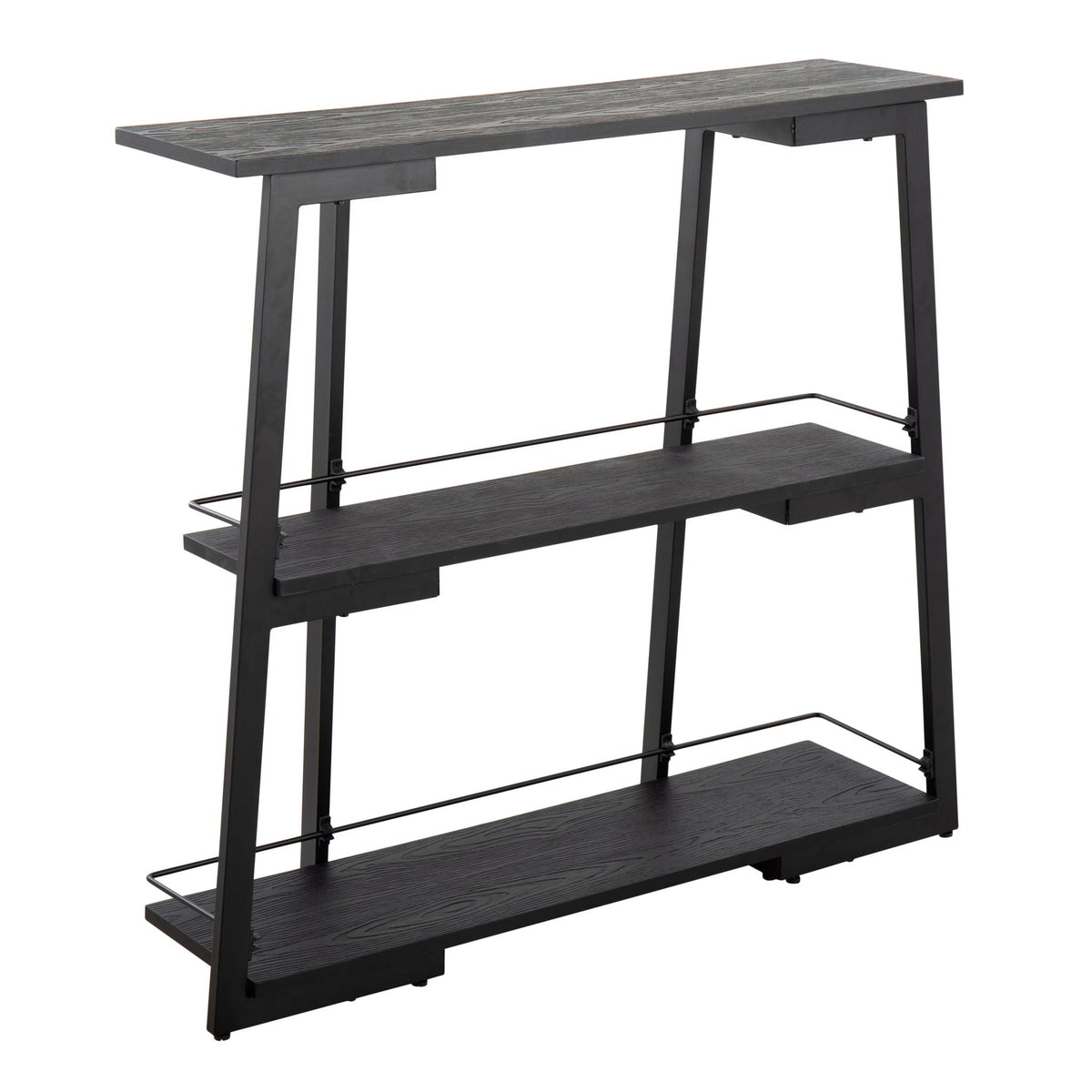 Industrial bookcase with black bamboo & steel frame, dark wood shelves by HouseOfZazla on Tampa Home & Garden Store