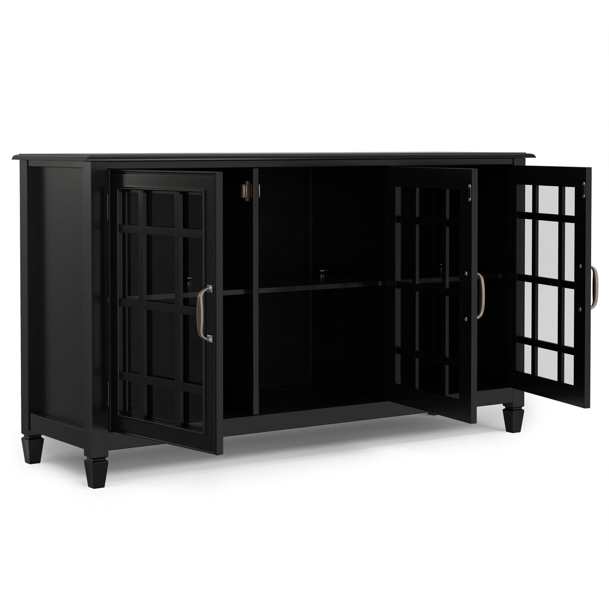 Traditional Buffet Cabinet with adjustable glass shelves in black finish by HouseOfZazla on Tampa Home & Garden Store