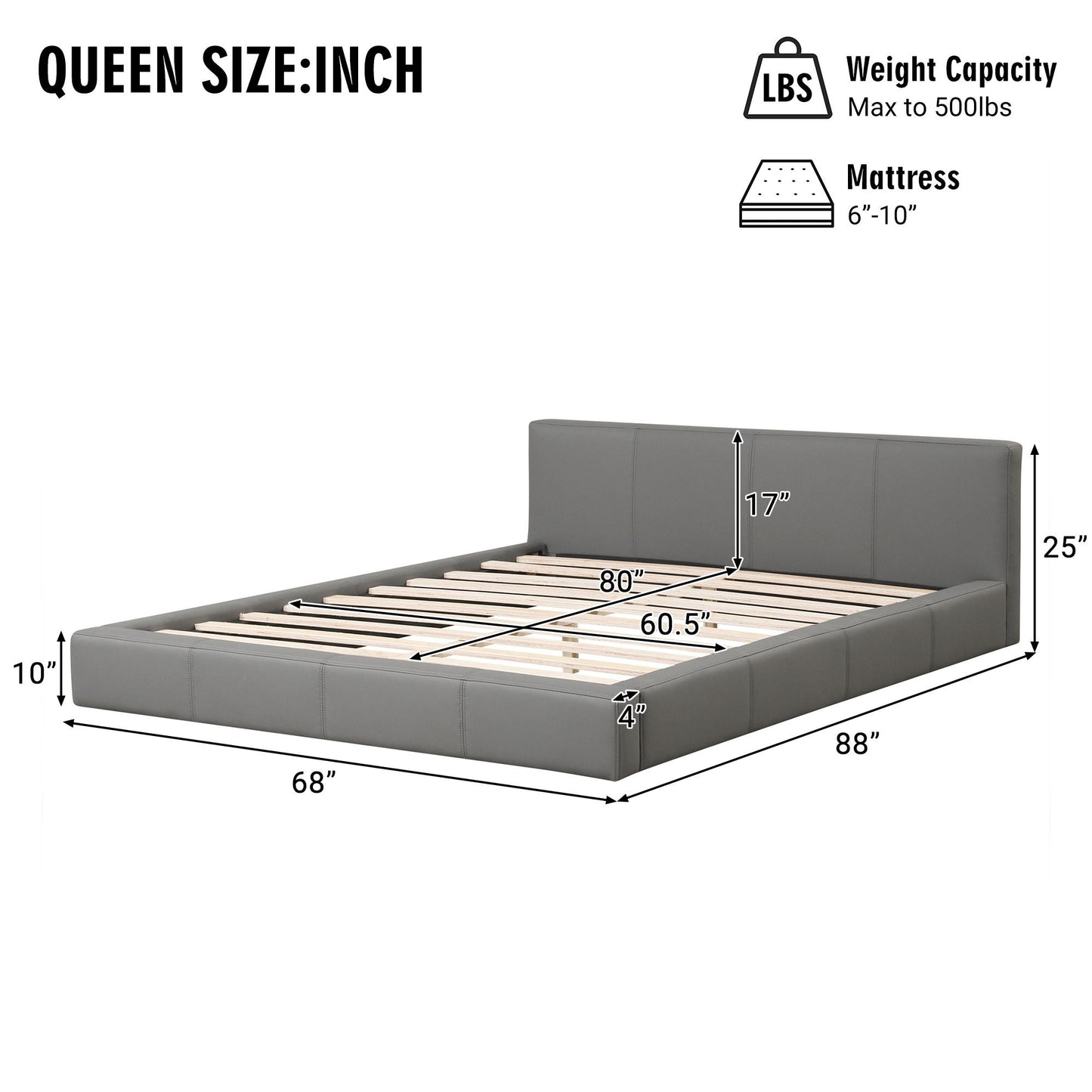 Queen size upholstered bed with gray fabric and birch wood frame by HouseOfZazla on Tampa Home & Garden Store