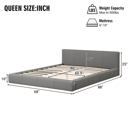 Queen size upholstered bed with gray fabric and birch wood frame by HouseOfZazla on Tampa Home & Garden Store