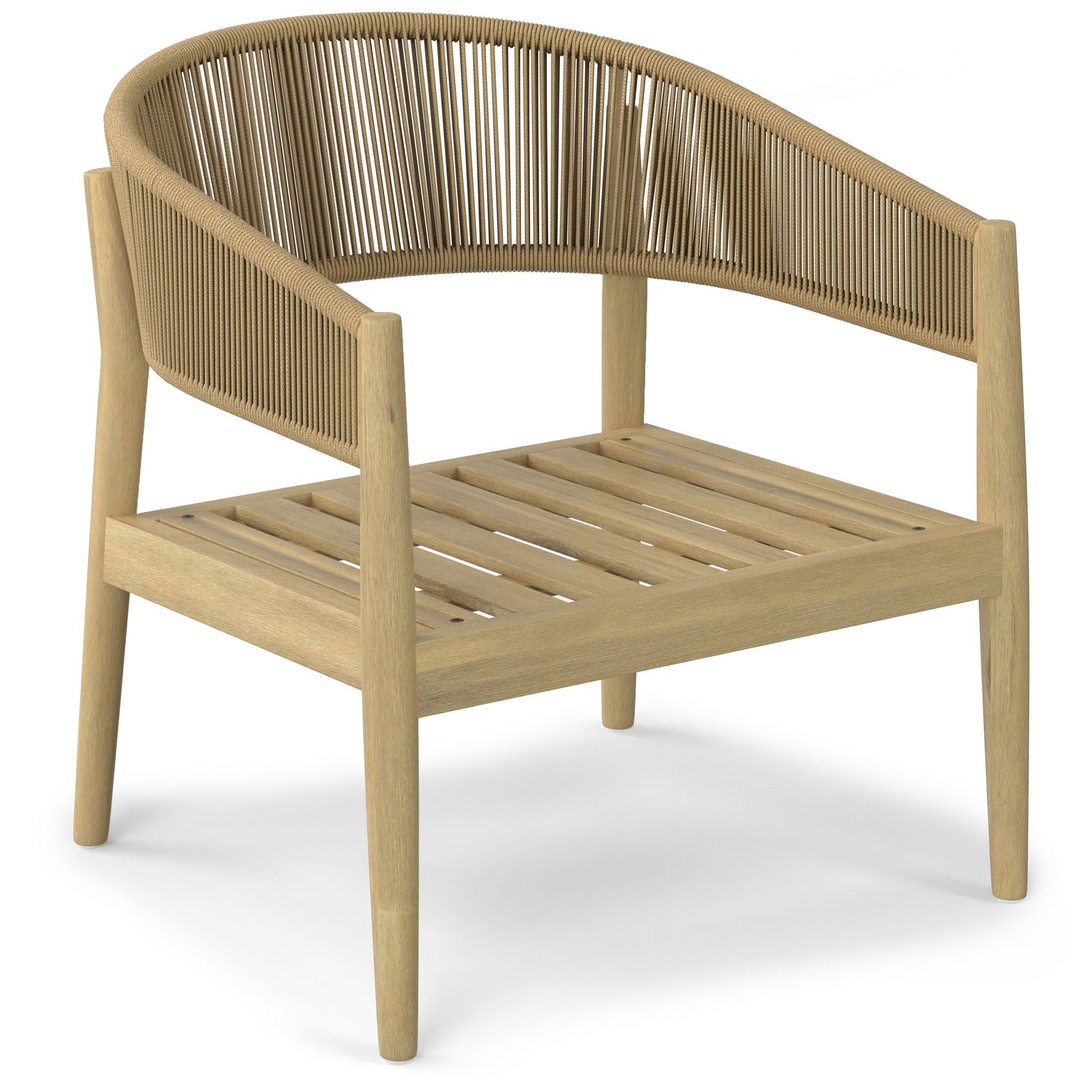 Bayshore outdoor conversation chair set of 2 in natural rope-wrapped back with wooden legs on Tampa Home & Garden Store