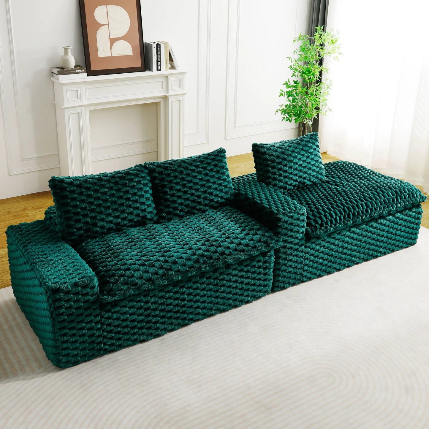 Modular Sofa, Convertible Twin Seat with Chaise