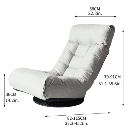 Adjustable Japanese reclining floor chair with metal frame, light gray upholstery HouseOfZazla on Tampa Home & Garden Store