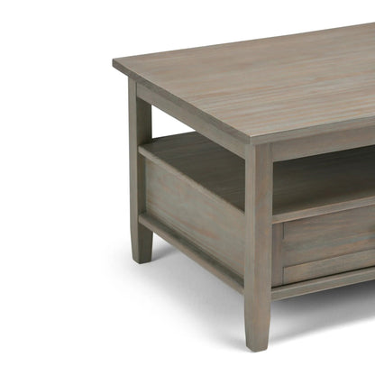 Warm Shaker coffee table in graywashed wood with open lower shelf by Unique Piece Furniture on Tampa Home & Garden Store