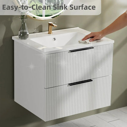 Floating Wall Mounted Vanity Sink and Drawers