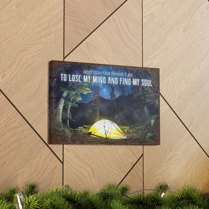 Canvas Gallery Wraps: three-panel forest campsite with a yellow tent Tailored Canvases on Tampa Home & Garden Store