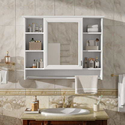 Wall Mounted Mirror Cabinet With Adjustable Shelf